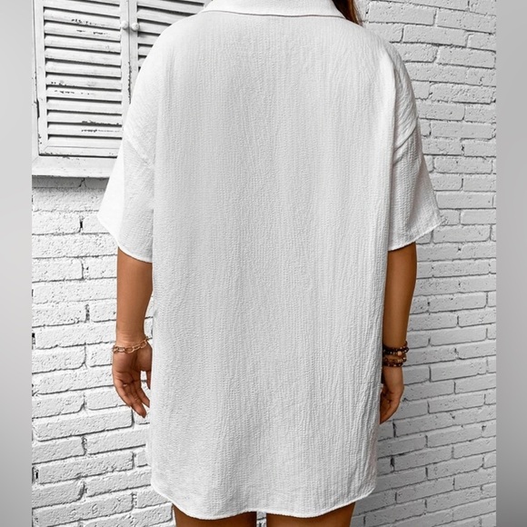 SHEIN - Half Sleeve Buttoned Shirt (White) - Picture 3 of 3